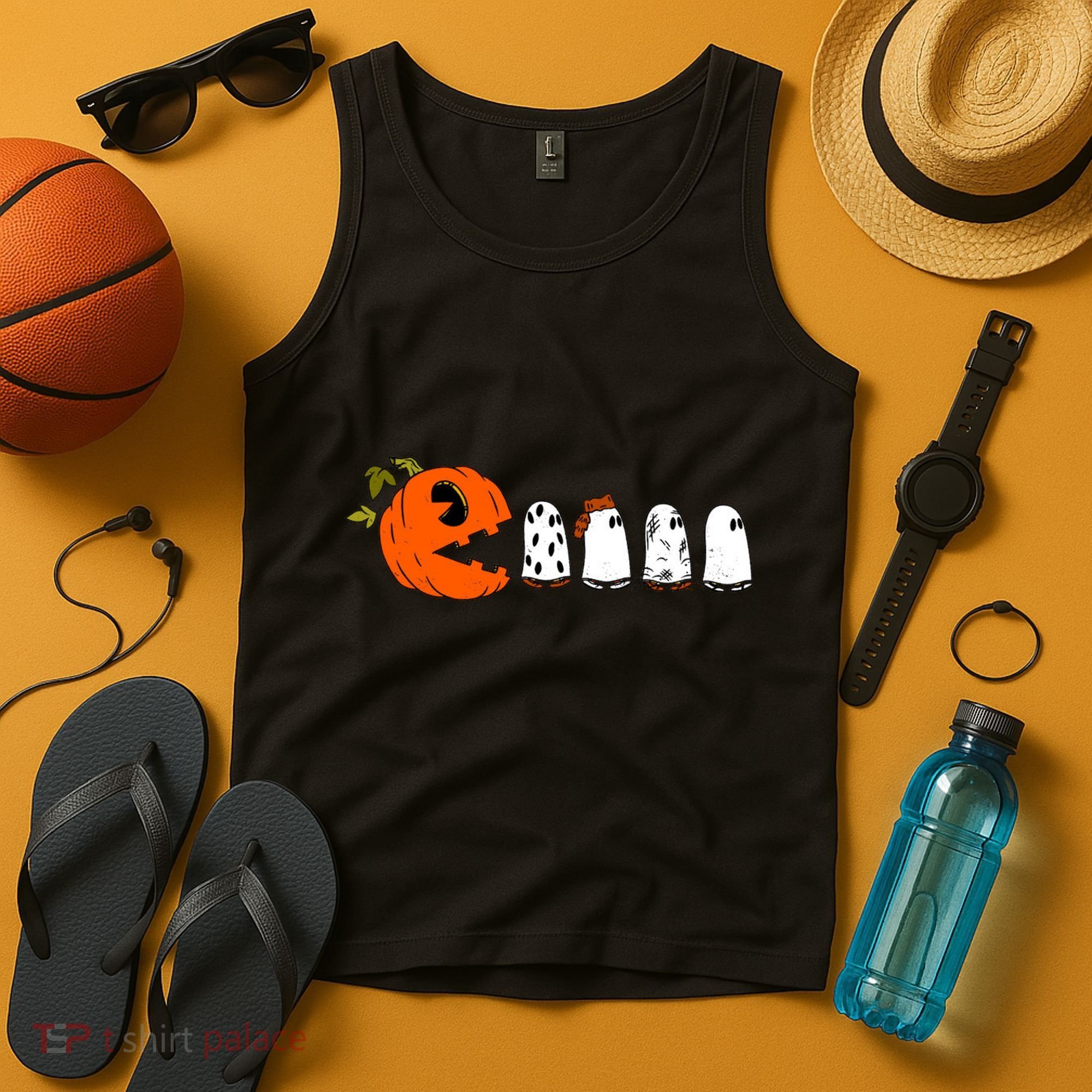 Funny Halloween Pumpkin Ghosts Retro Gamer Tank Top