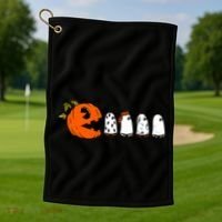 Funny Halloween Pumpkin Ghosts Retro Gamer Golf Towel thumb 1