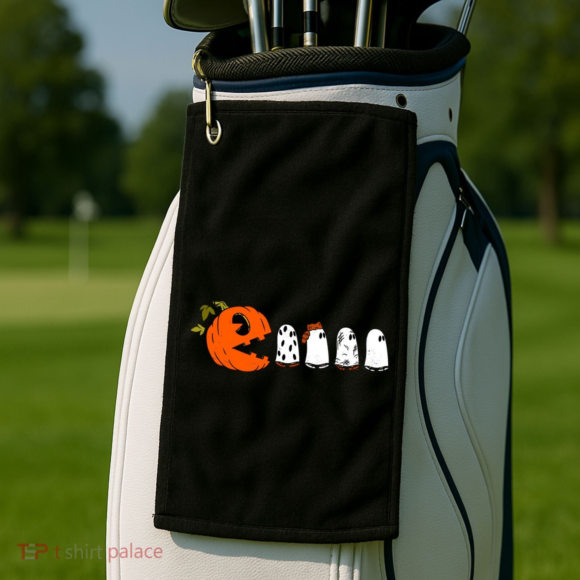 Funny Halloween Pumpkin Ghosts Retro Gamer Golf Towel