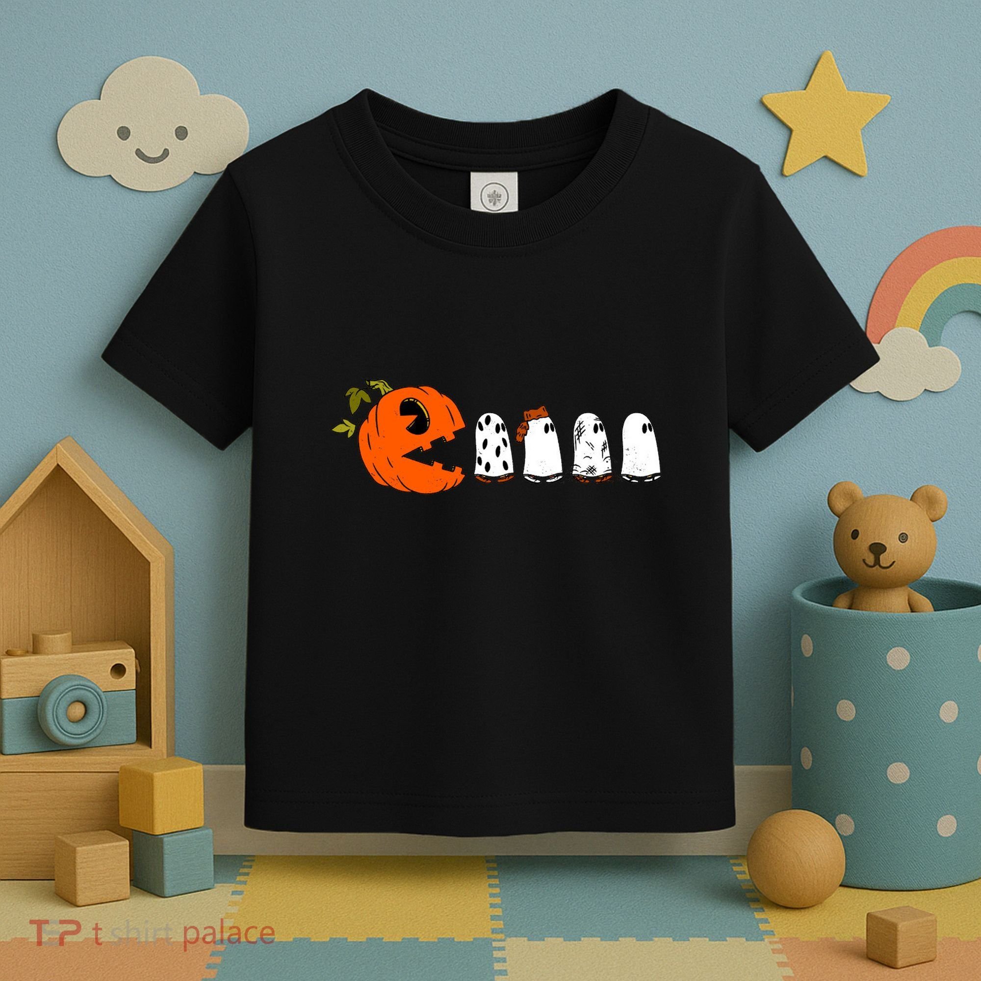 Funny Halloween Pumpkin Ghosts Retro Gamer Toddler T-Shirt