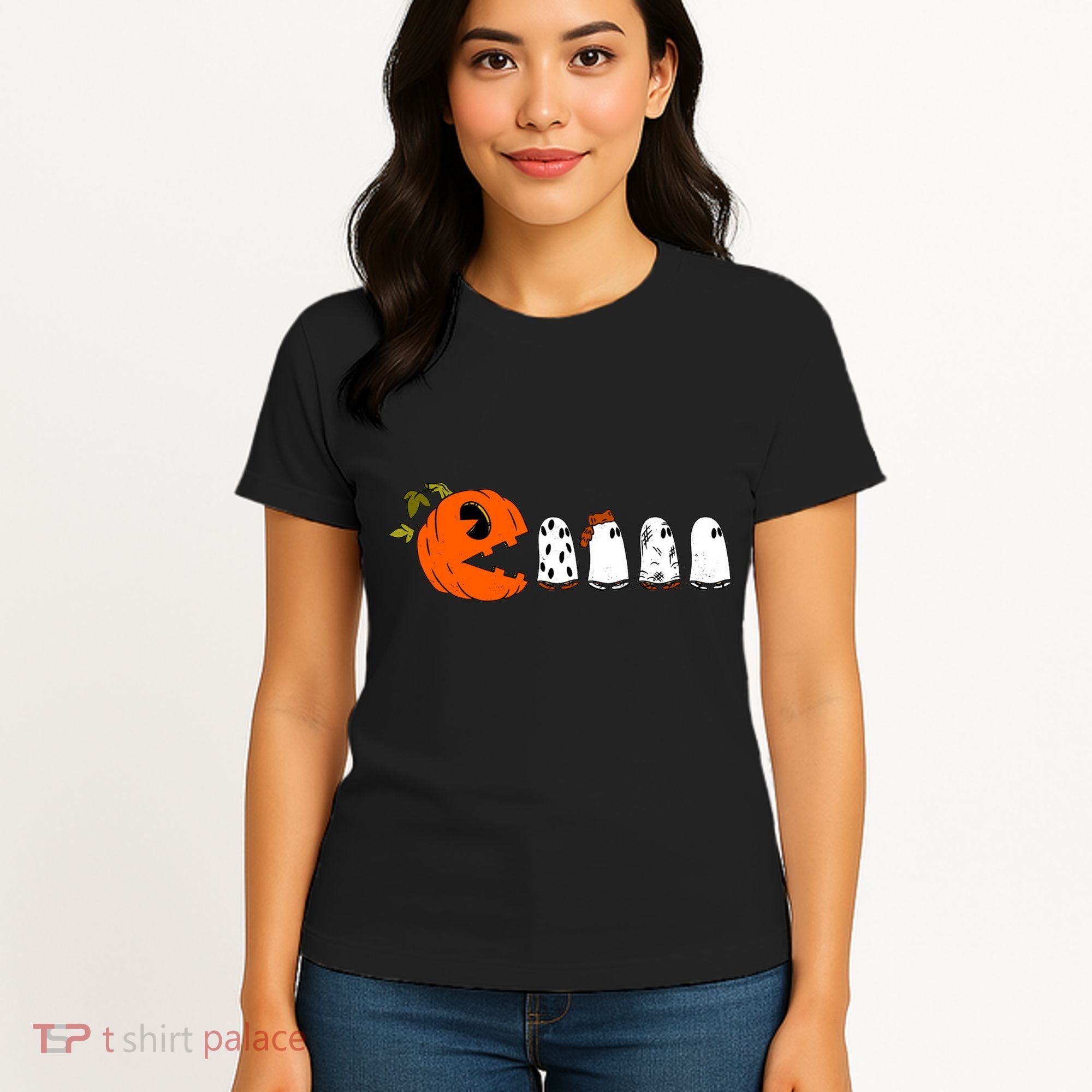 Funny Halloween Pumpkin Ghosts Retro Gamer Women's T-Shirt