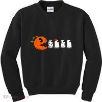 Funny Halloween Pumpkin Ghosts Retro Gamer Kids Sweatshirt thumb 0