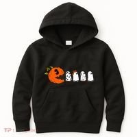Funny Halloween Pumpkin Ghosts Retro Gamer Kids Hoodie thumb 0