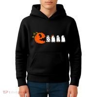 Funny Halloween Pumpkin Ghosts Retro Gamer Kids Hoodie thumb 4