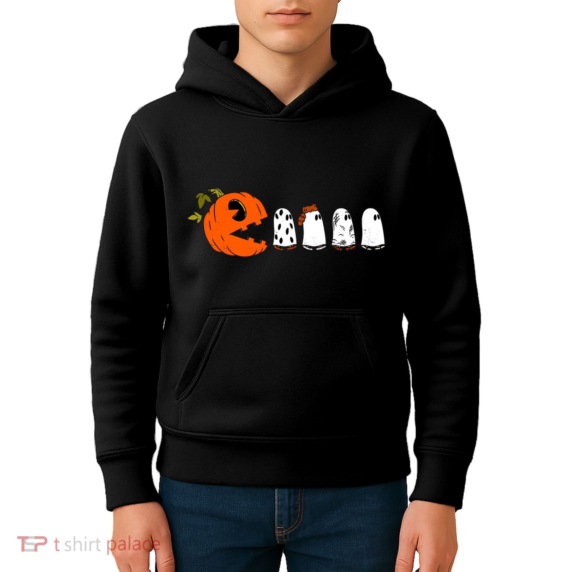 Funny Halloween Pumpkin Ghosts Retro Gamer Kids Hoodie