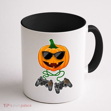 Funny Halloween Pumpkin Video Gamer Coffee Mug back