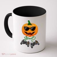 Funny Halloween Pumpkin Video Gamer Coffee Mug thumb 0