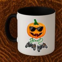 Funny Halloween Pumpkin Video Gamer Coffee Mug thumb 2