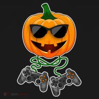 Funny Halloween Pumpkin Video Gamer Women's Hoodie thumb 2