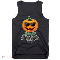 Funny Halloween Pumpkin Video Gamer Tank Top thumb 0