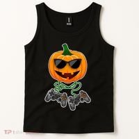 Funny Halloween Pumpkin Video Gamer Tank Top thumb 2