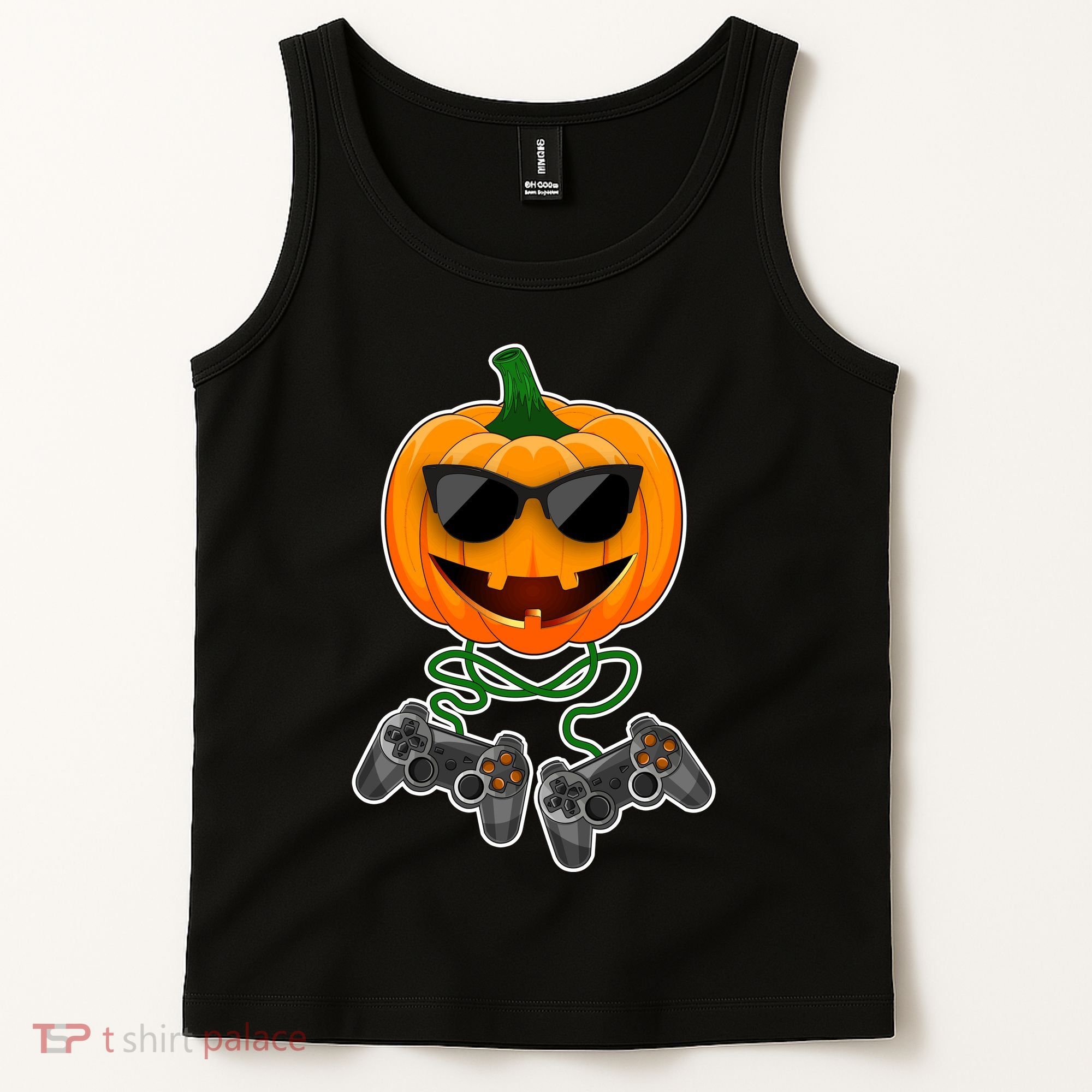 Funny Halloween Pumpkin Video Gamer Tank Top