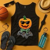 Funny Halloween Pumpkin Video Gamer Tank Top thumb 4