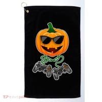 Funny Halloween Pumpkin Video Gamer Golf Towel thumb 0