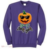 Funny Halloween Pumpkin Video Gamer Sweatshirt thumb 0