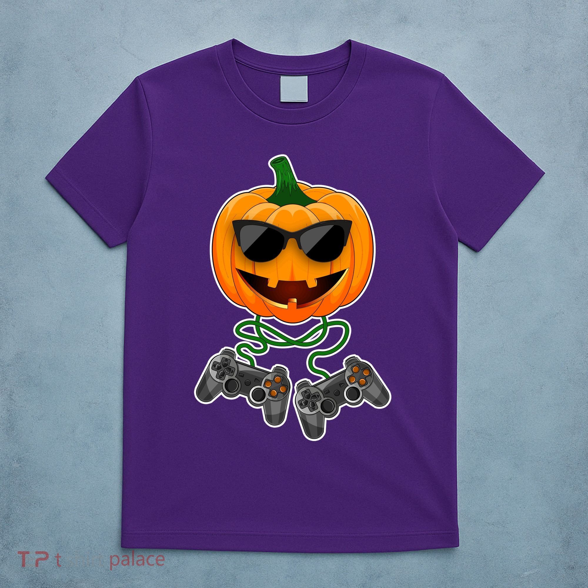 Funny Halloween Pumpkin Video Gamer T-Shirt