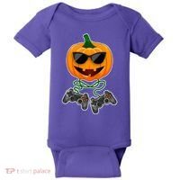 Funny Halloween Pumpkin Video Gamer Baby Bodysuit thumb 0