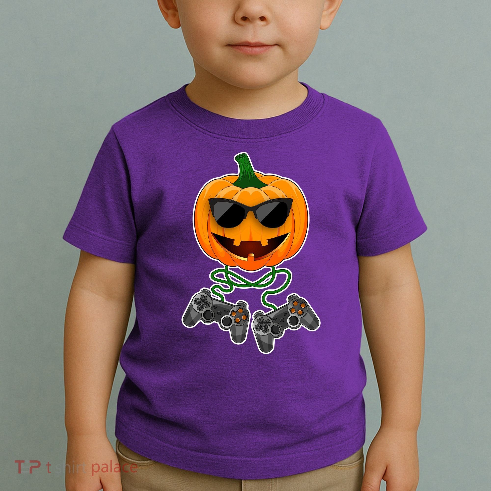 Funny Halloween Pumpkin Video Gamer Toddler T-Shirt