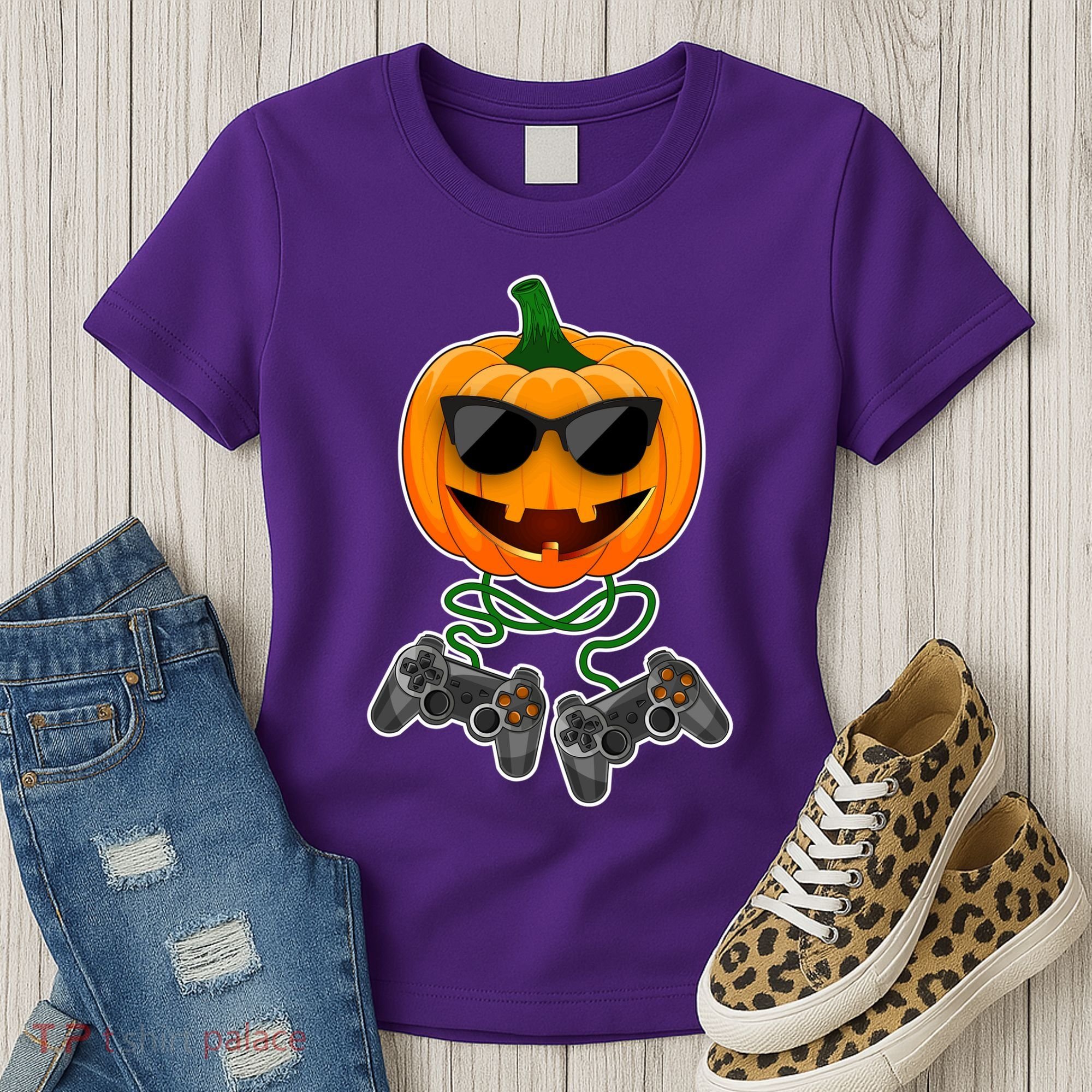 Funny Halloween Pumpkin Video Gamer Women's T-Shirt