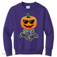 Funny Halloween Pumpkin Video Gamer Kids Sweatshirt thumb 0
