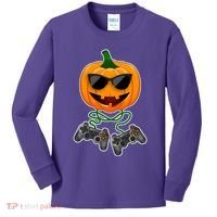 Funny Halloween Pumpkin Video Gamer Kids Long Sleeve Shirt thumb 0