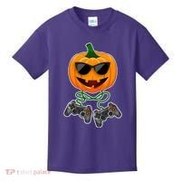 Funny Halloween Pumpkin Video Gamer Kids T-Shirt thumb 0