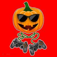 Funny Halloween Pumpkin Video Gamer Santa Hat thumb 1