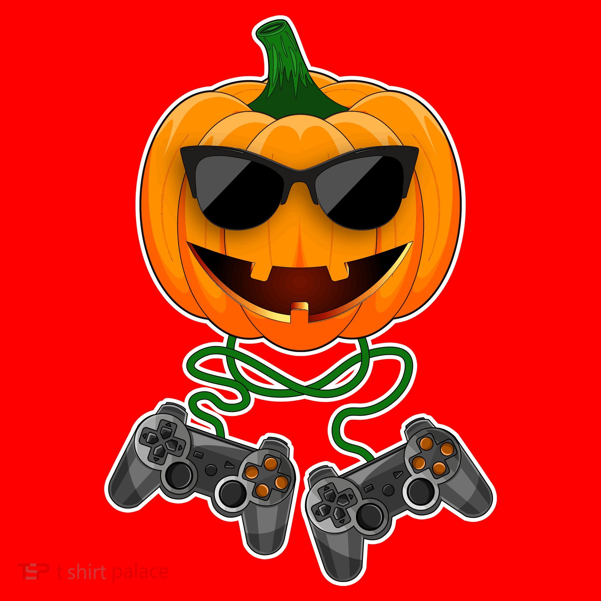 Funny Halloween Pumpkin Video Gamer Santa Hat