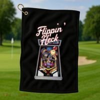 Flippin Heck Pinball Machine Gaming Arcade Golf Towel thumb 1