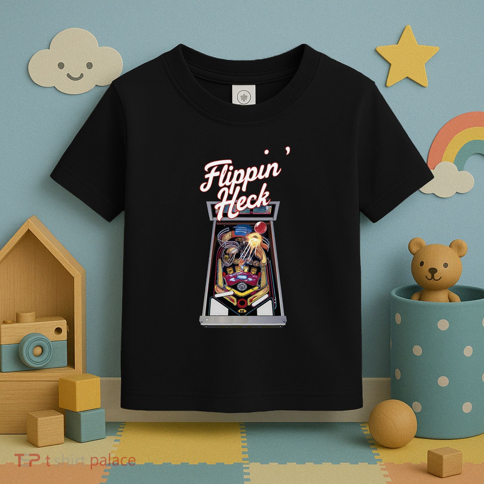Flippin Heck Pinball Machine Gaming Arcade Toddler T-Shirt