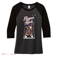 Flippin Heck Pinball Machine Gaming Arcade Women's Tri-Blend 3/4-Sleeve Raglan Shirt thumb 0