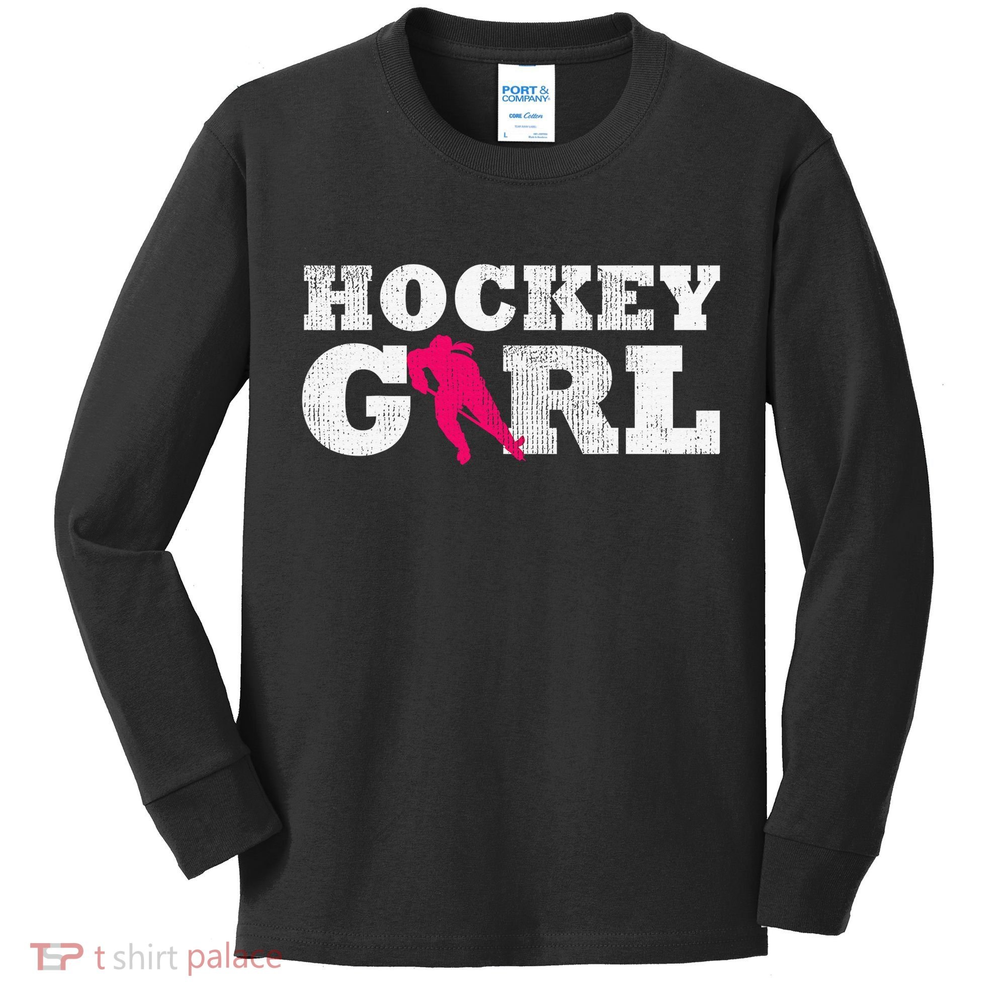 Field Hockey  Player Silhouette Sport Gift Kids Long Sleeve Shirt
