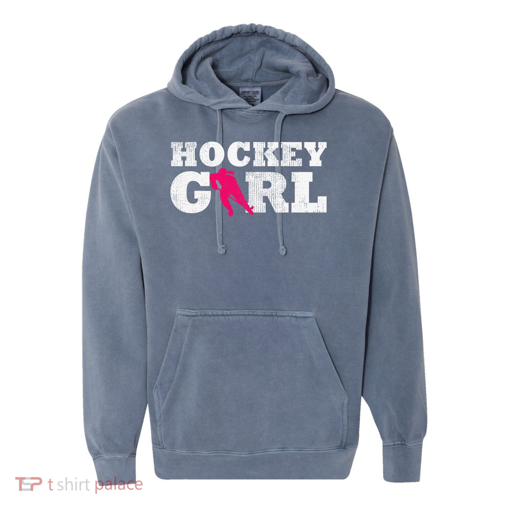 Field Hockey  Player Silhouette Sport Gift Comfort Colors Garment-Dyed Hooded Sweatshirt