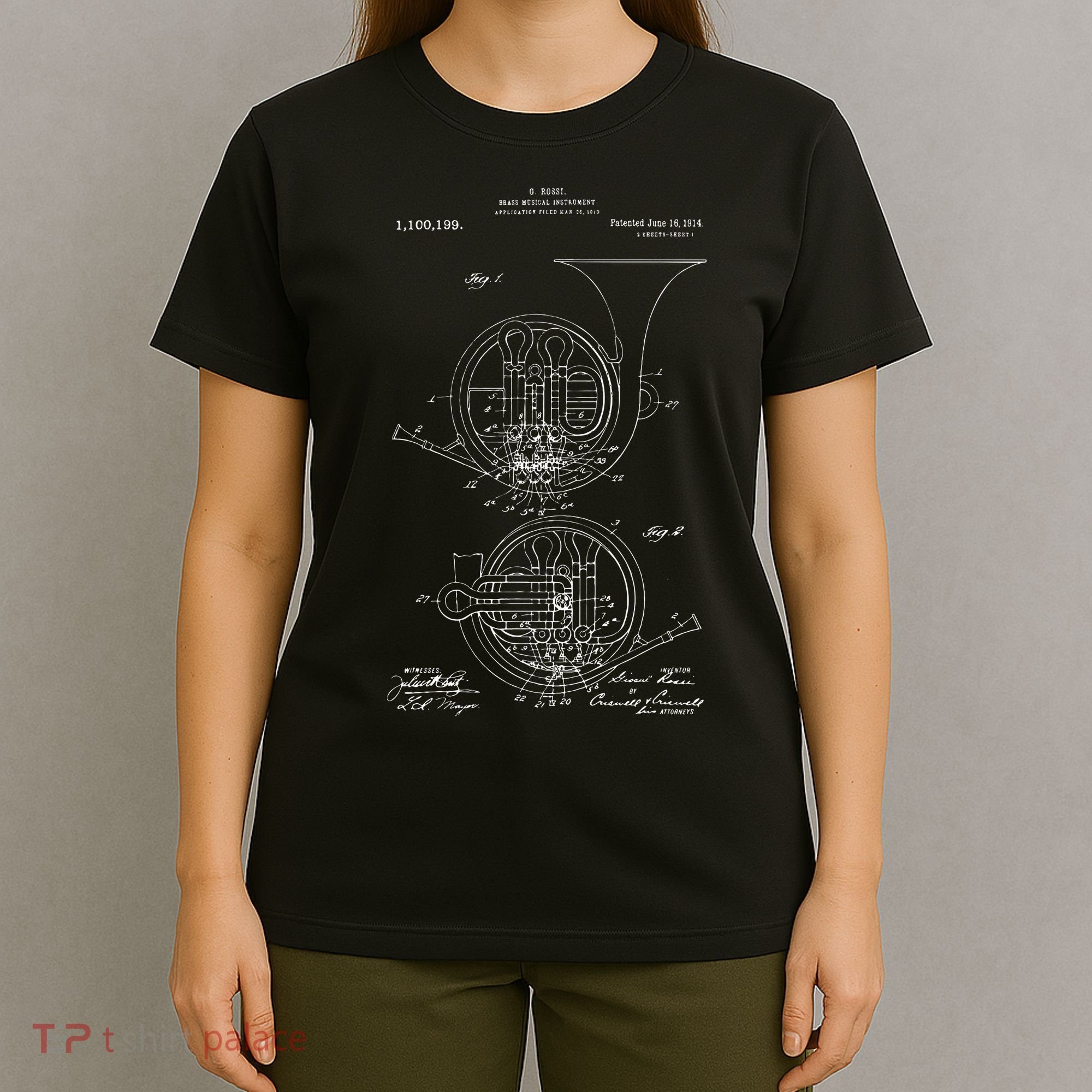 French Horn Patent French Horn Player Gift T-Shirt
