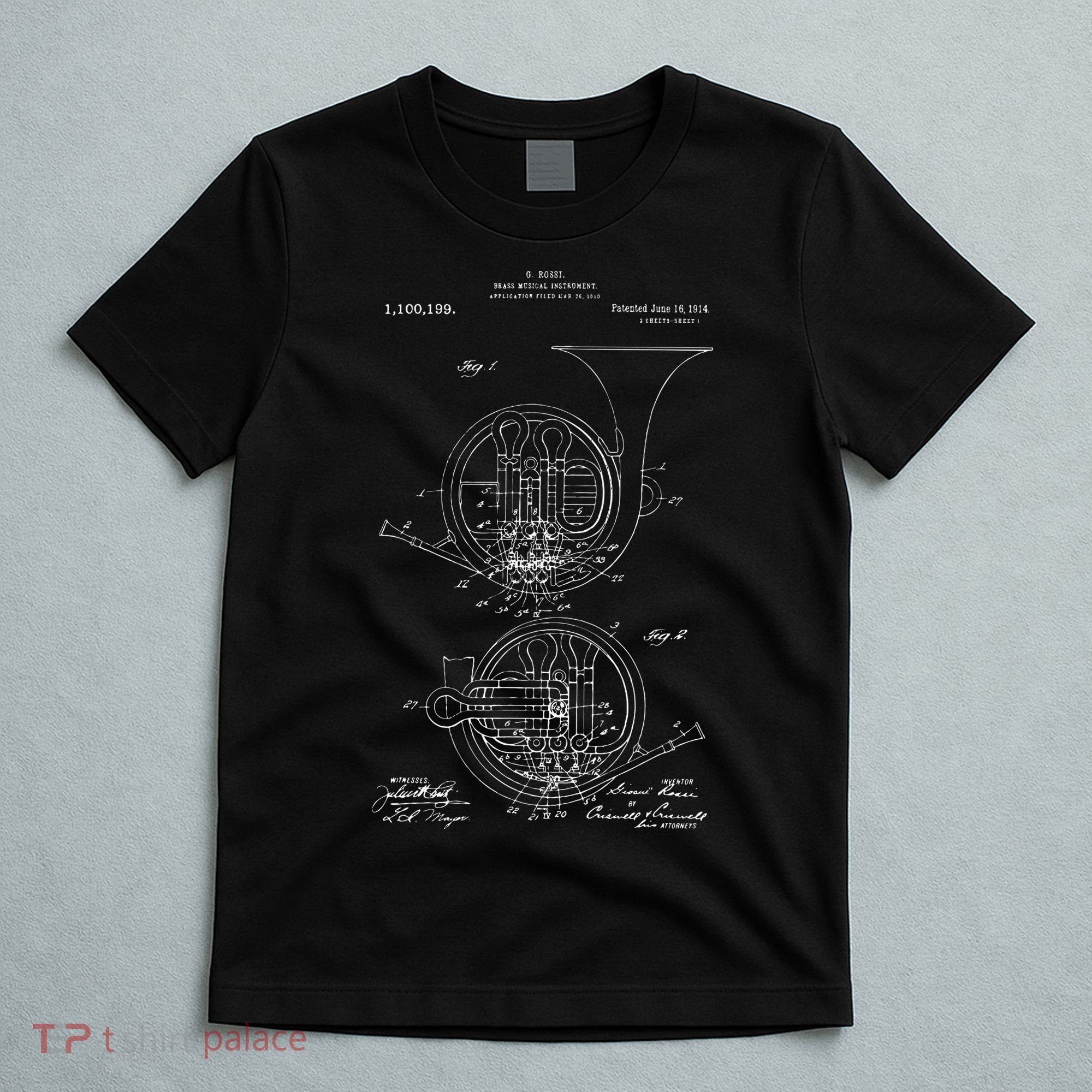 French Horn Patent French Horn Player Gift T-Shirt