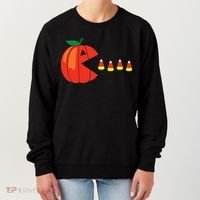 Funny Halloween Pumpkin Eating Candy Corn Women's Sweatshirt thumb 0