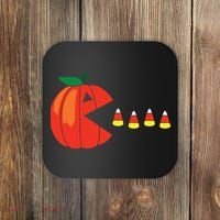 Funny Halloween Pumpkin Eating Candy Corn Coaster thumb 0