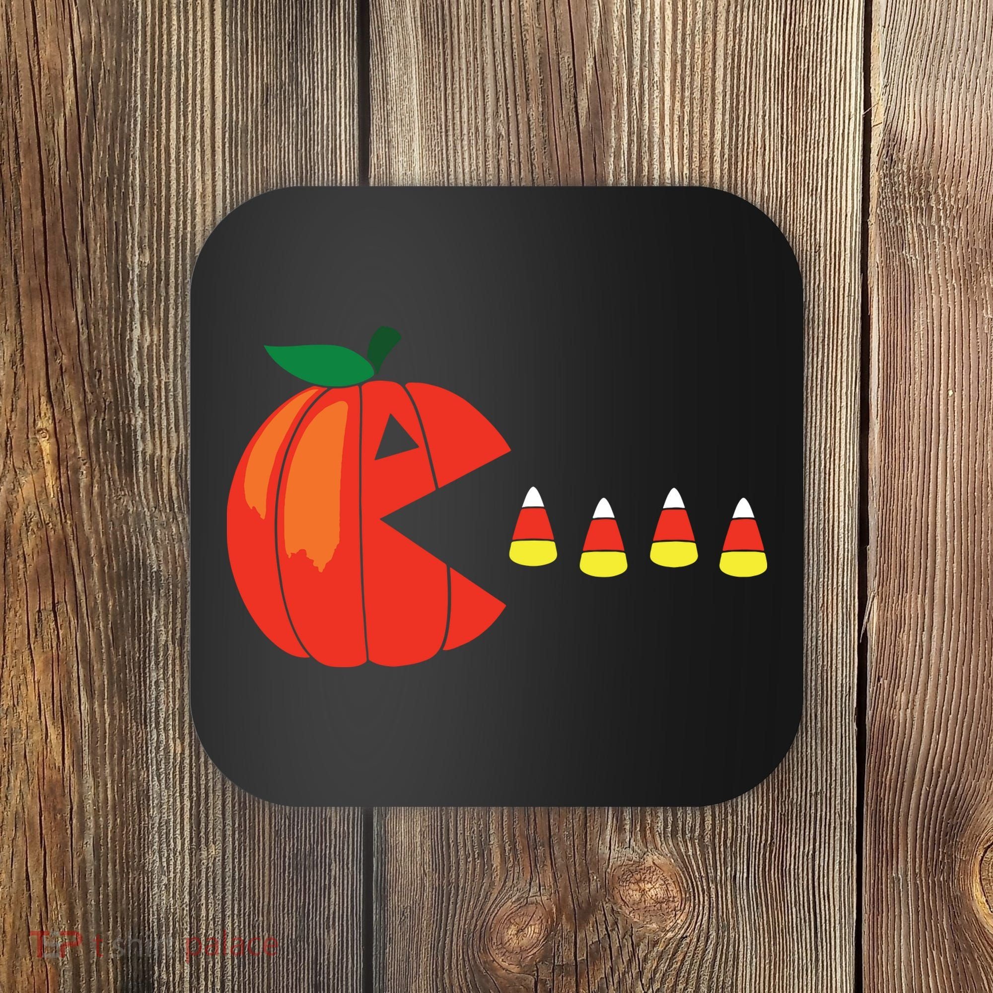 Funny Halloween Pumpkin Eating Candy Corn Coaster