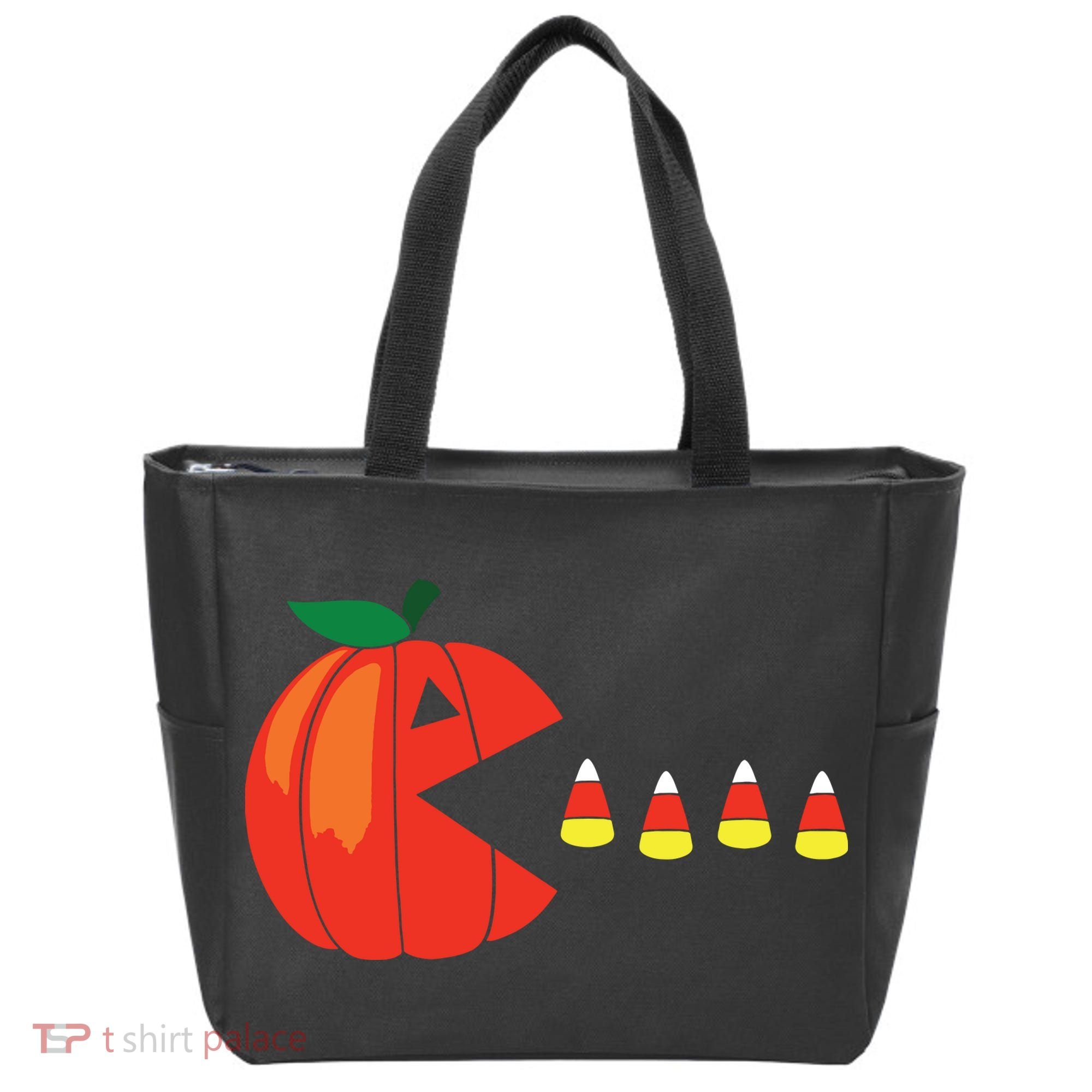 Funny Halloween Pumpkin Eating Candy Corn Tote Bag