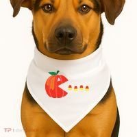 Funny Halloween Pumpkin Eating Candy Corn USA-Made Doggie Bandana thumb 1