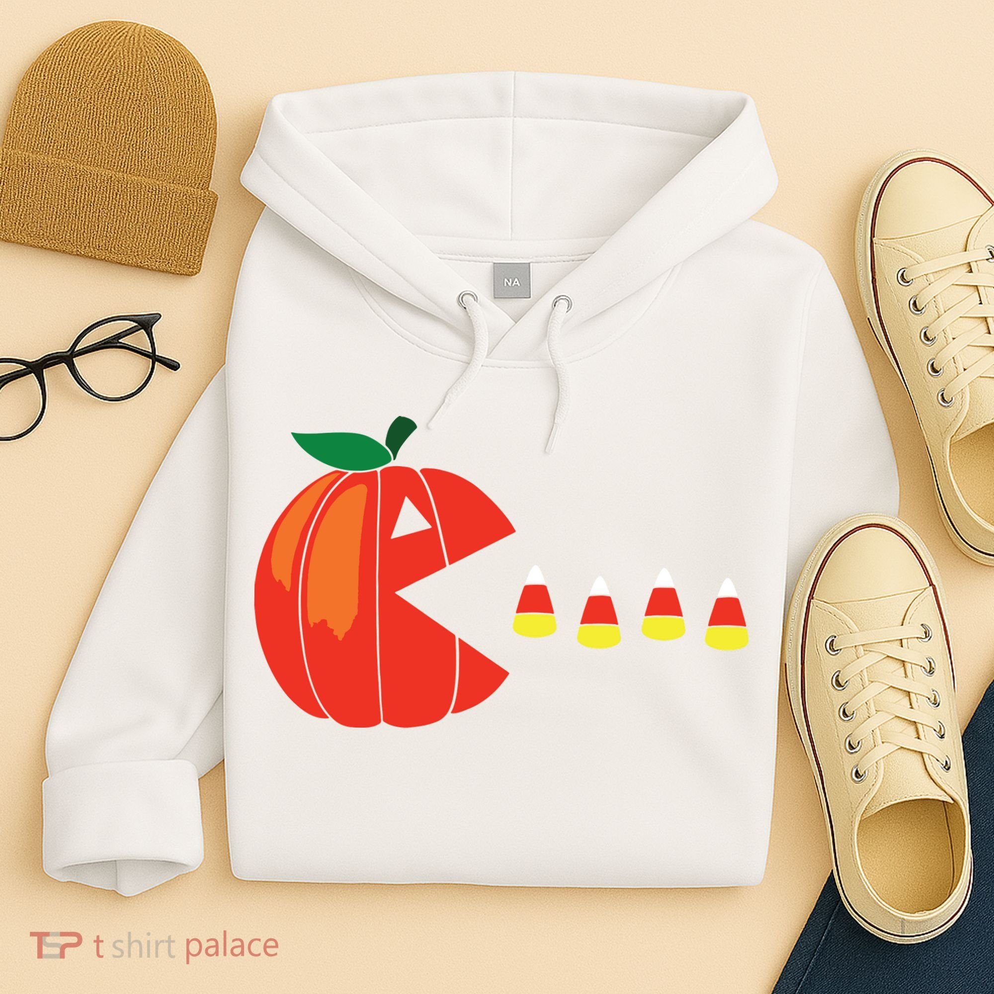 Funny Halloween Pumpkin Eating Candy Corn Hoodie