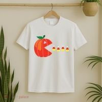Funny Halloween Pumpkin Eating Candy Corn T-Shirt thumb 2