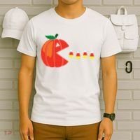 Funny Halloween Pumpkin Eating Candy Corn T-Shirt thumb 6