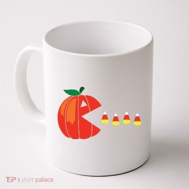 Funny Halloween Pumpkin Eating Candy Corn Coffee Mug