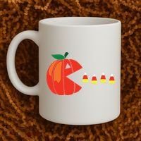 Funny Halloween Pumpkin Eating Candy Corn Coffee Mug thumb 2