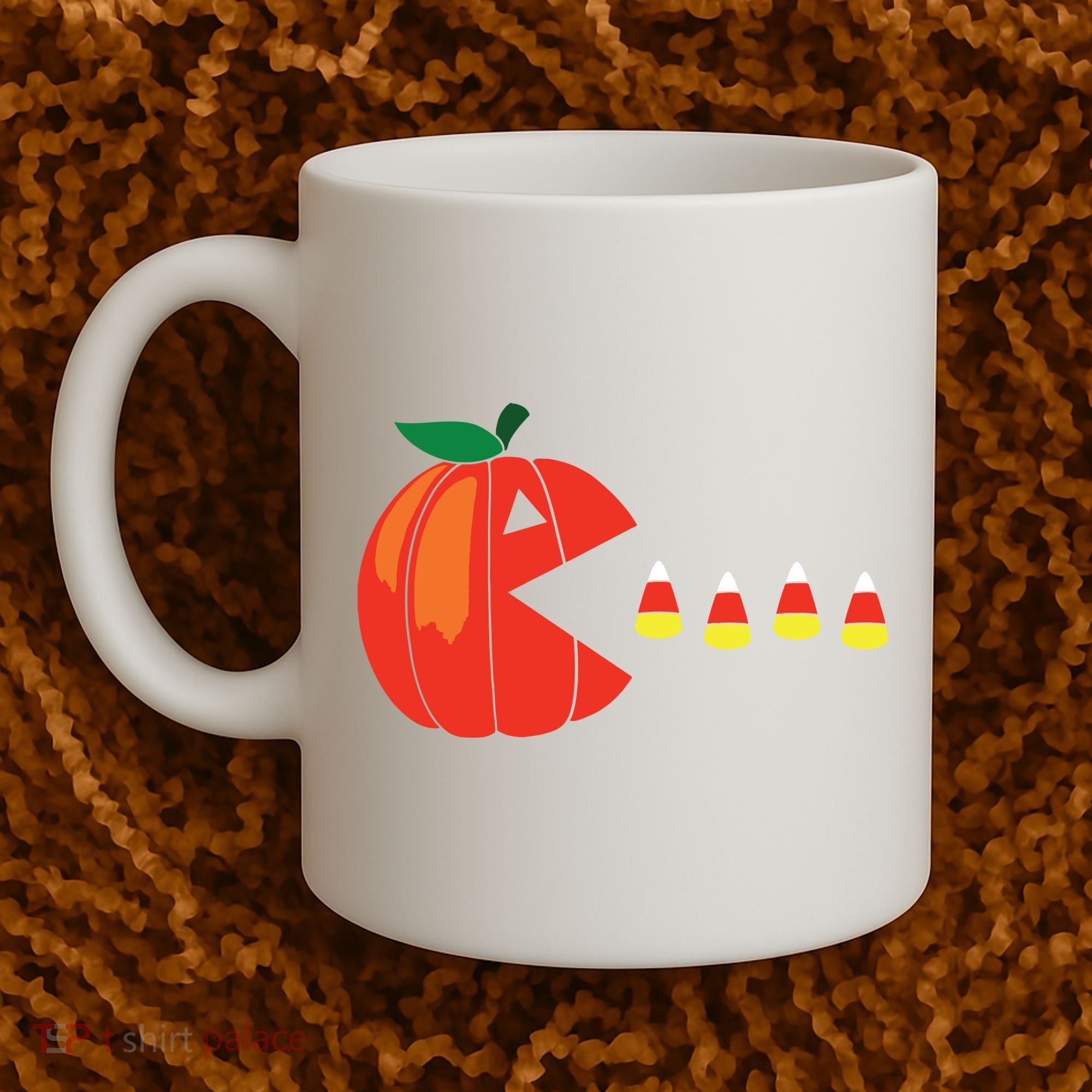 Funny Halloween Pumpkin Eating Candy Corn Coffee Mug