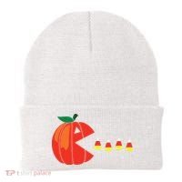 Funny Halloween Pumpkin Eating Candy Corn Beanie thumb 0