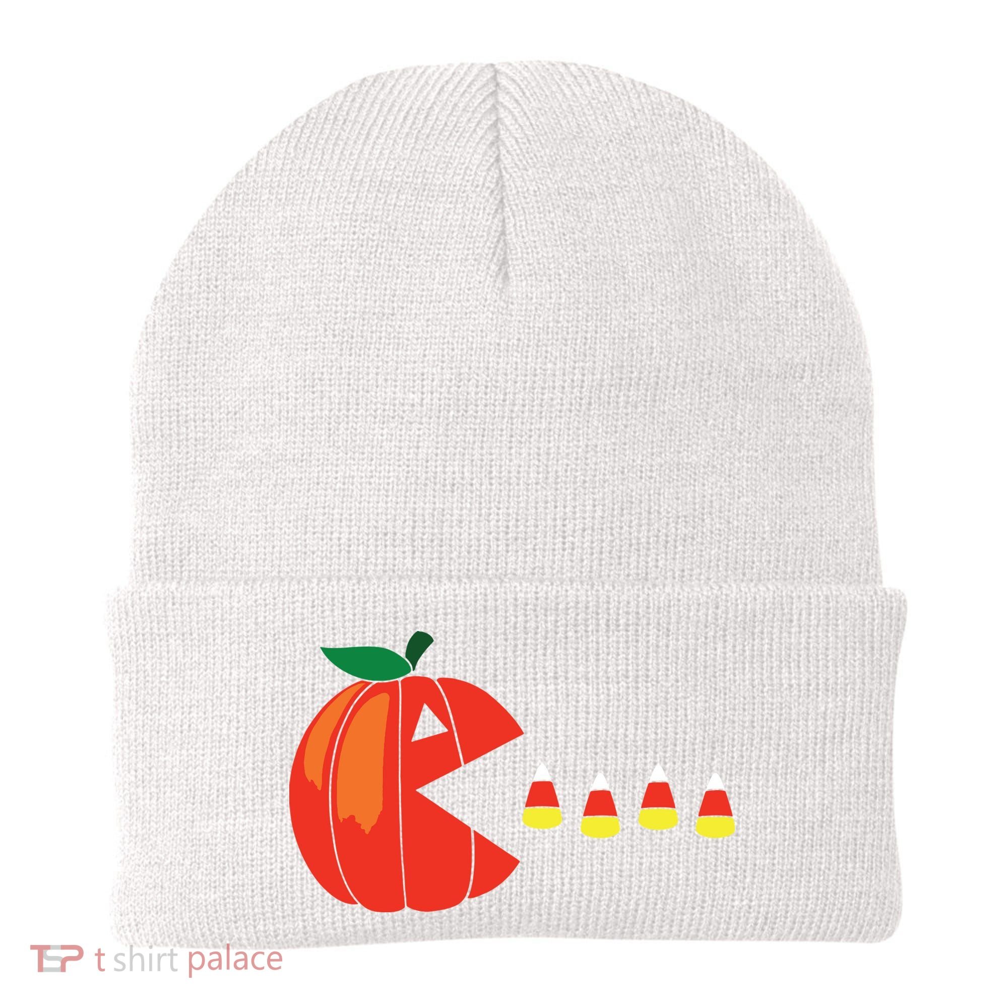 Funny Halloween Pumpkin Eating Candy Corn Beanie