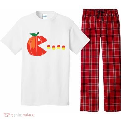 Funny Halloween Pumpkin Eating Candy Corn Pajama Set