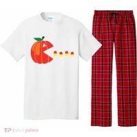 Funny Halloween Pumpkin Eating Candy Corn Pajama Set thumb 0